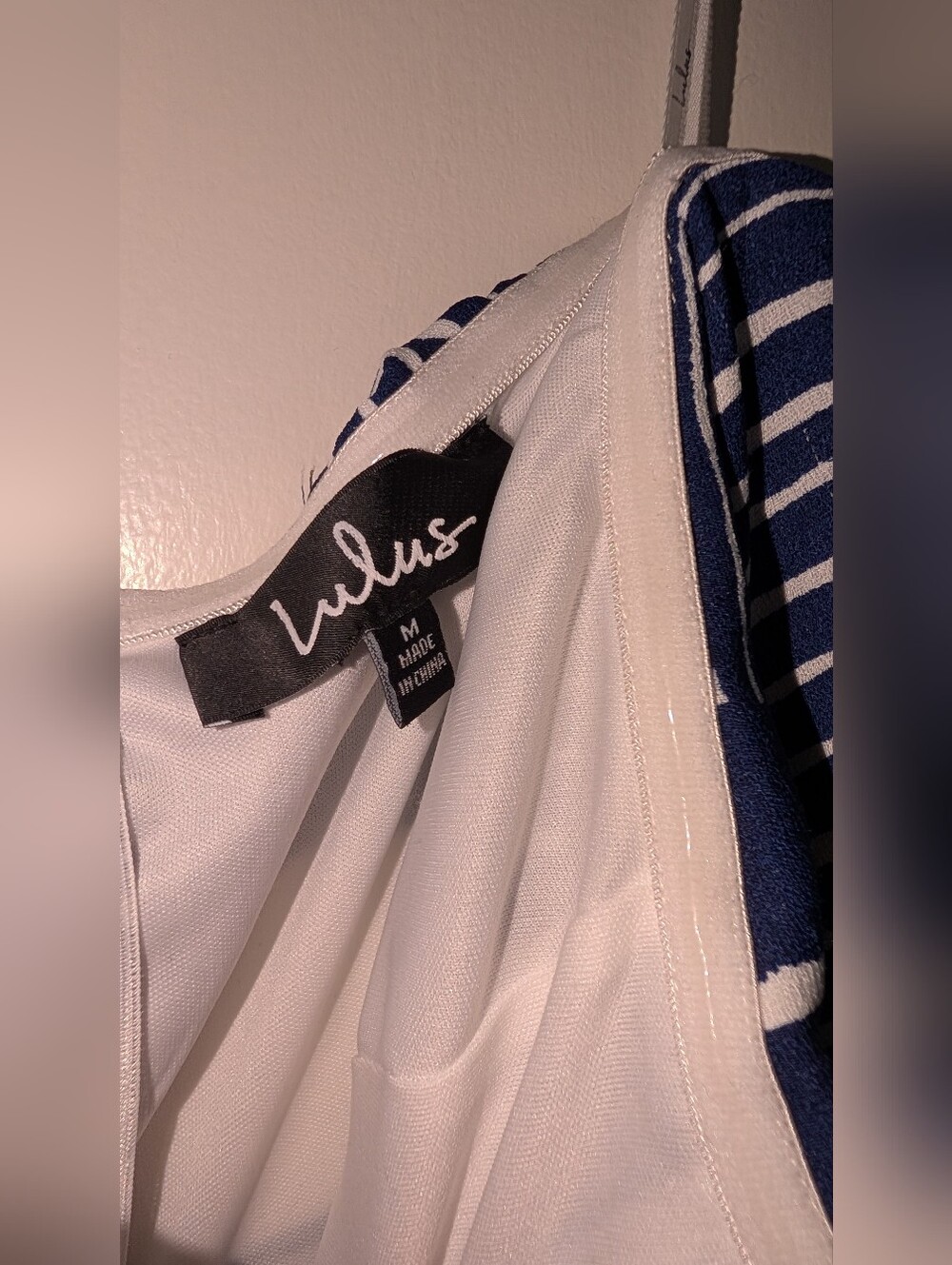 Lulus Delphi Blue And White Striped Tie-front Strapless Romper - Size M - Picture 4 of 4